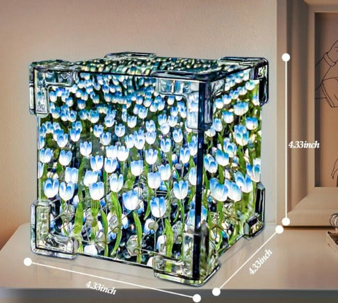 LAMPARA DE TULIPANES CUBO INFINITO
